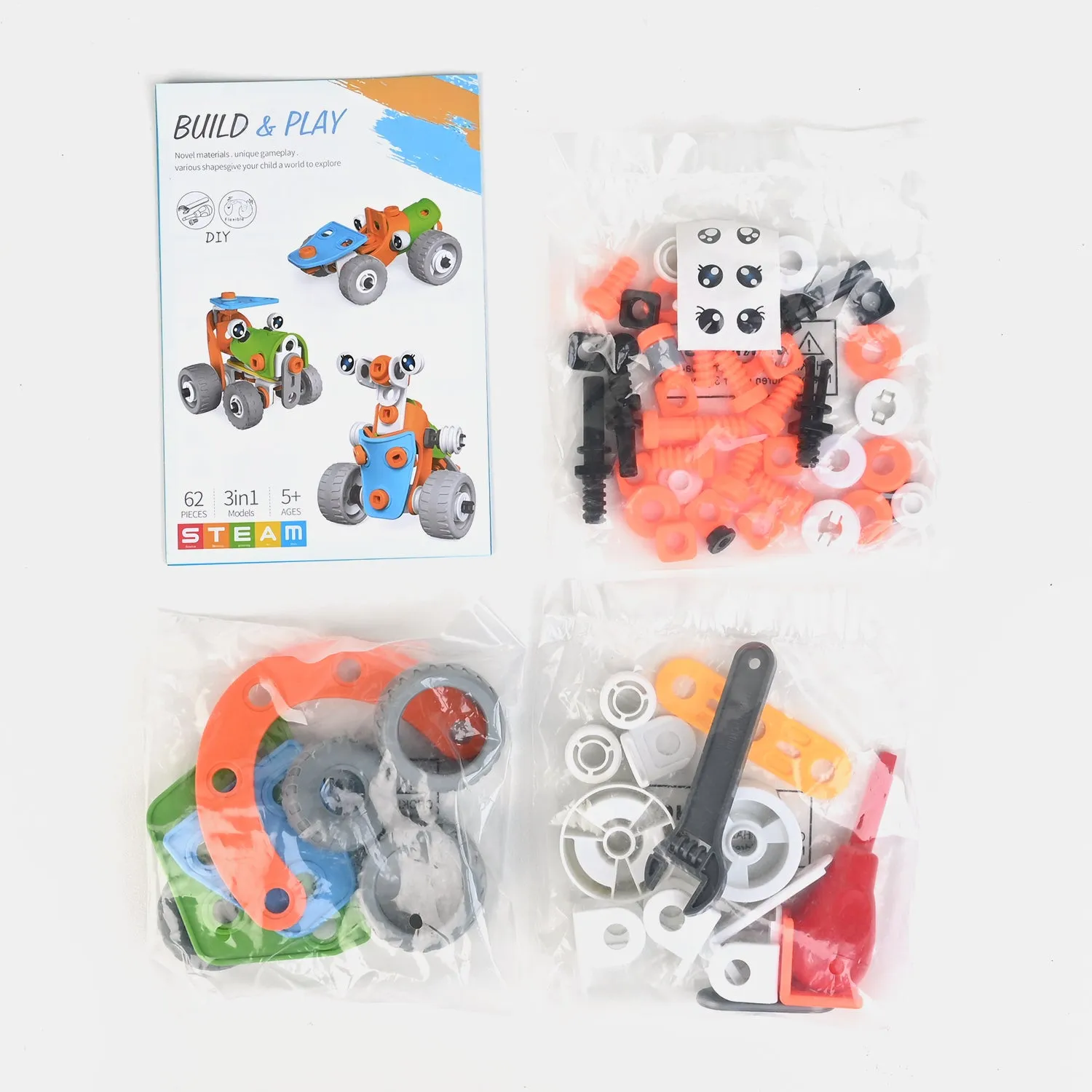 3In1 Blocks Build & Play | 62Pcs