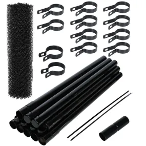 Aleko Galvanized Steel Chain Link Fence - Complete Kit - 5 x 50 Feet - 9.5 AW Gauge - Black