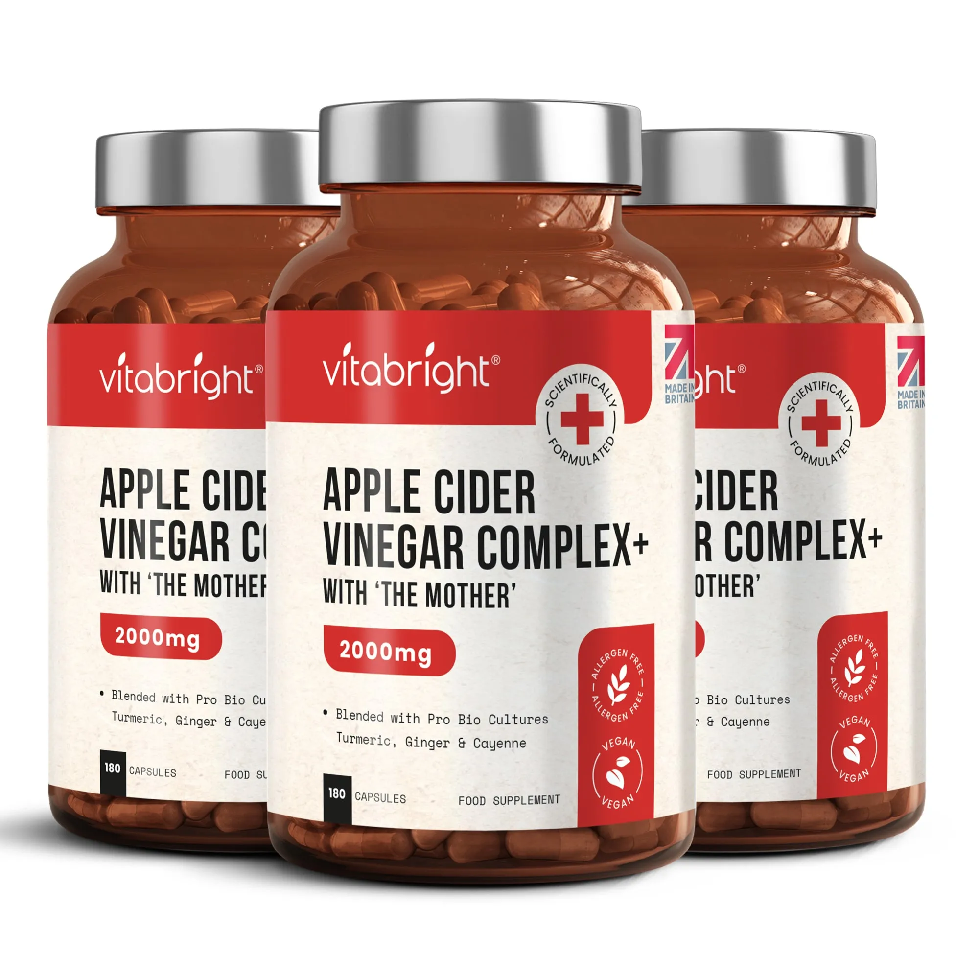 Apple Cider Vinegar Complex with Inulin, Probiotics, Turmeric, Ginger & Cayenne Pepper