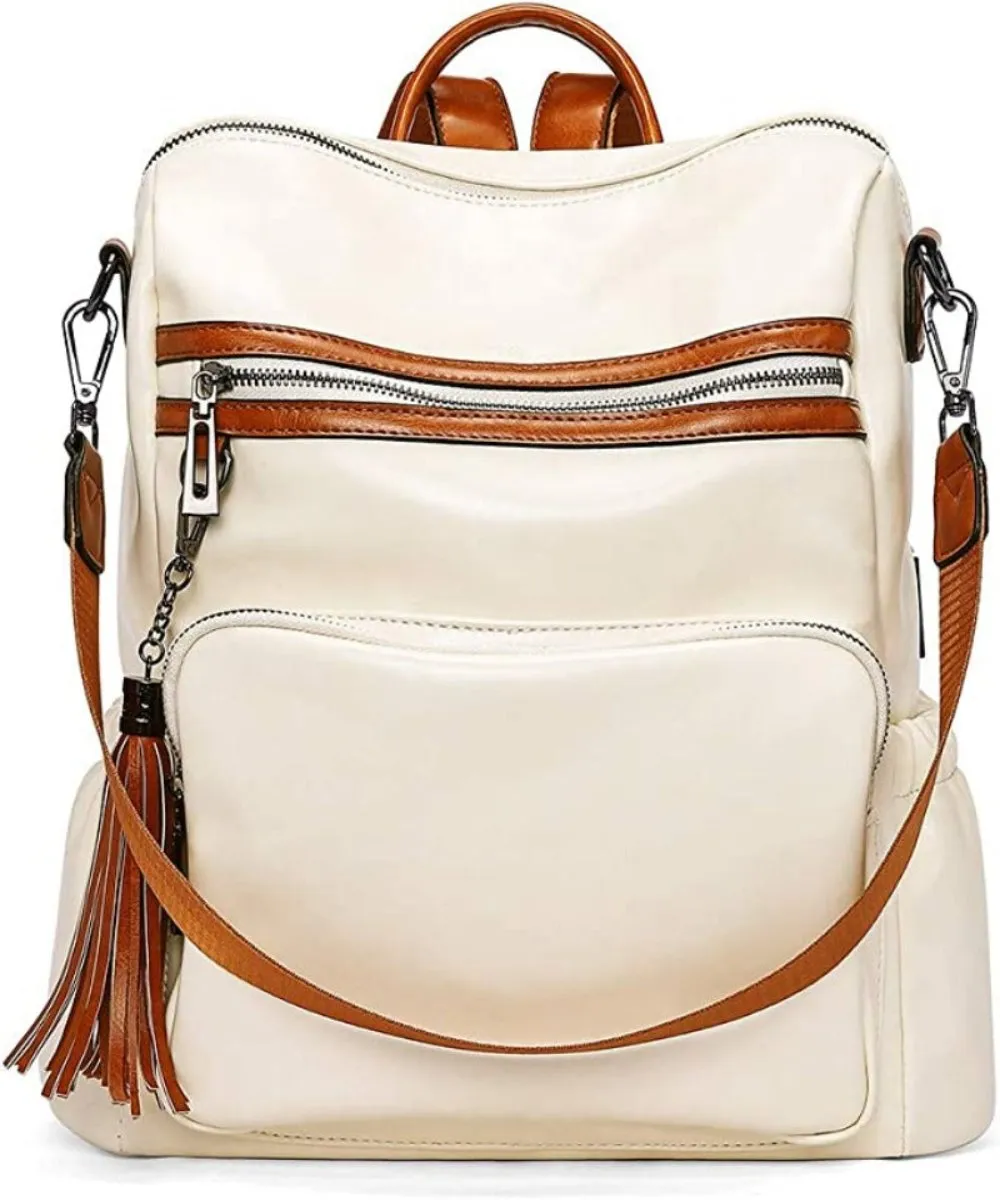 Backpack Purse Leather Designer Travel Large Shoulder Bag with Tassel