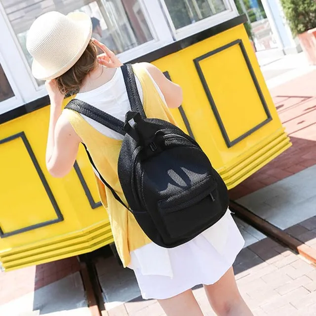 Backpack Women Bag Fashion Hollow Mesh School Bags