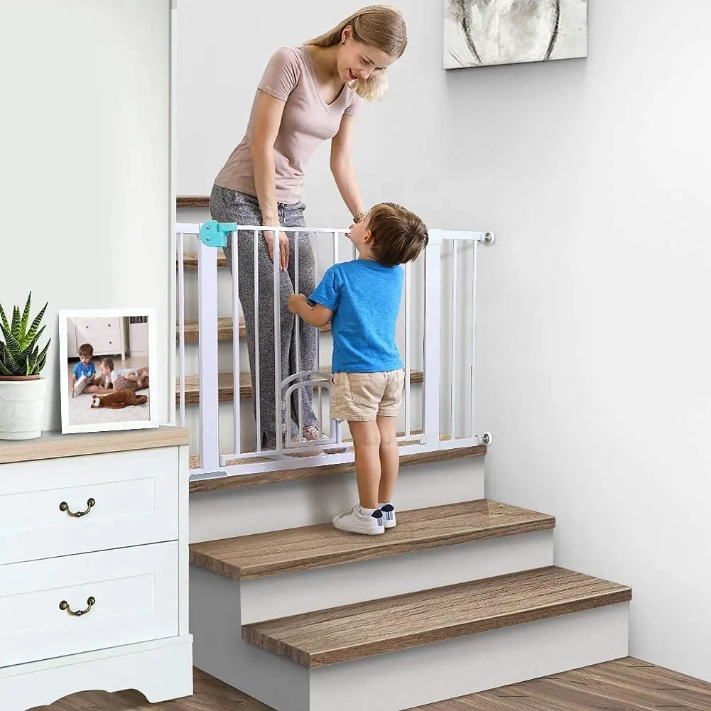 Baybee Auto Close Baby Safety Gate with Easy Walk-Thru Child Gate for House, Stairs, Doorways (Green 75 - 85 10Cm)