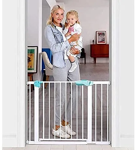 Baybee Auto Close Baby Safety Gate with Easy Walk-Thru Child Gate for House, Stairs, Doorways (Green 75 - 85 10Cm)