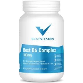 BestVitamin Best B6 Complex, 100mg B6 Plus B-Complex, Non-GMO, 60 Vegetable Capsules