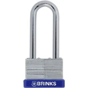 Brinks Commercial 44mm Laminated Steel Keyed Padlock with 2 3/8” Shackle, 3-Pack - Chrome Plated with Hardened Steel Shackle