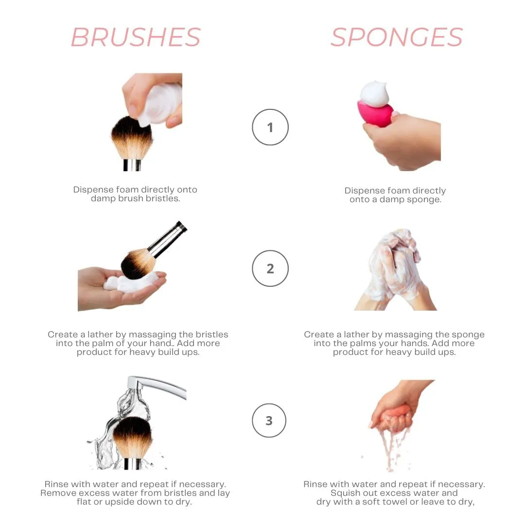 Brush Bubbles Foaming Makeup Brush Shampoo And Conditioning Cleanser For Makeup Sponges, Brushes & Applicators, Fragrance Free, Cruelty-Free, Vegan & Non-Irritant 6 fl.oz.