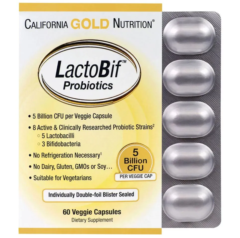 California Gold Nutrition, LactoBif Probiotics, 5 Billion CFU, 60 Veggie Capsules