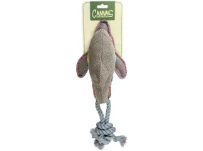 Canvas dolphin with rope 46x14x11cm grey