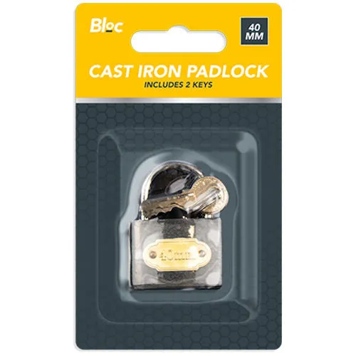 Cast Iron Padlock 40mm - Durable Secure Lock Gates Sheds Storage