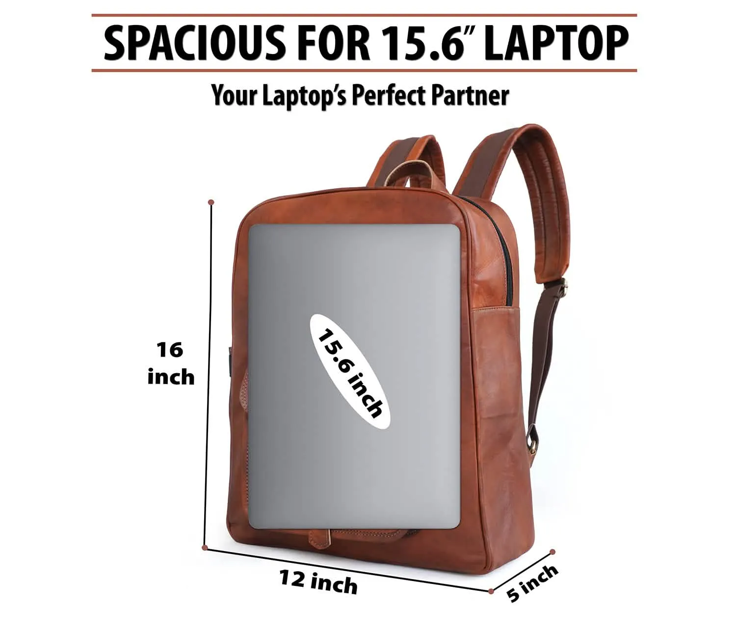 Classic Goat Leather 15.6-inch Laptop Backpack for Work and Adventure