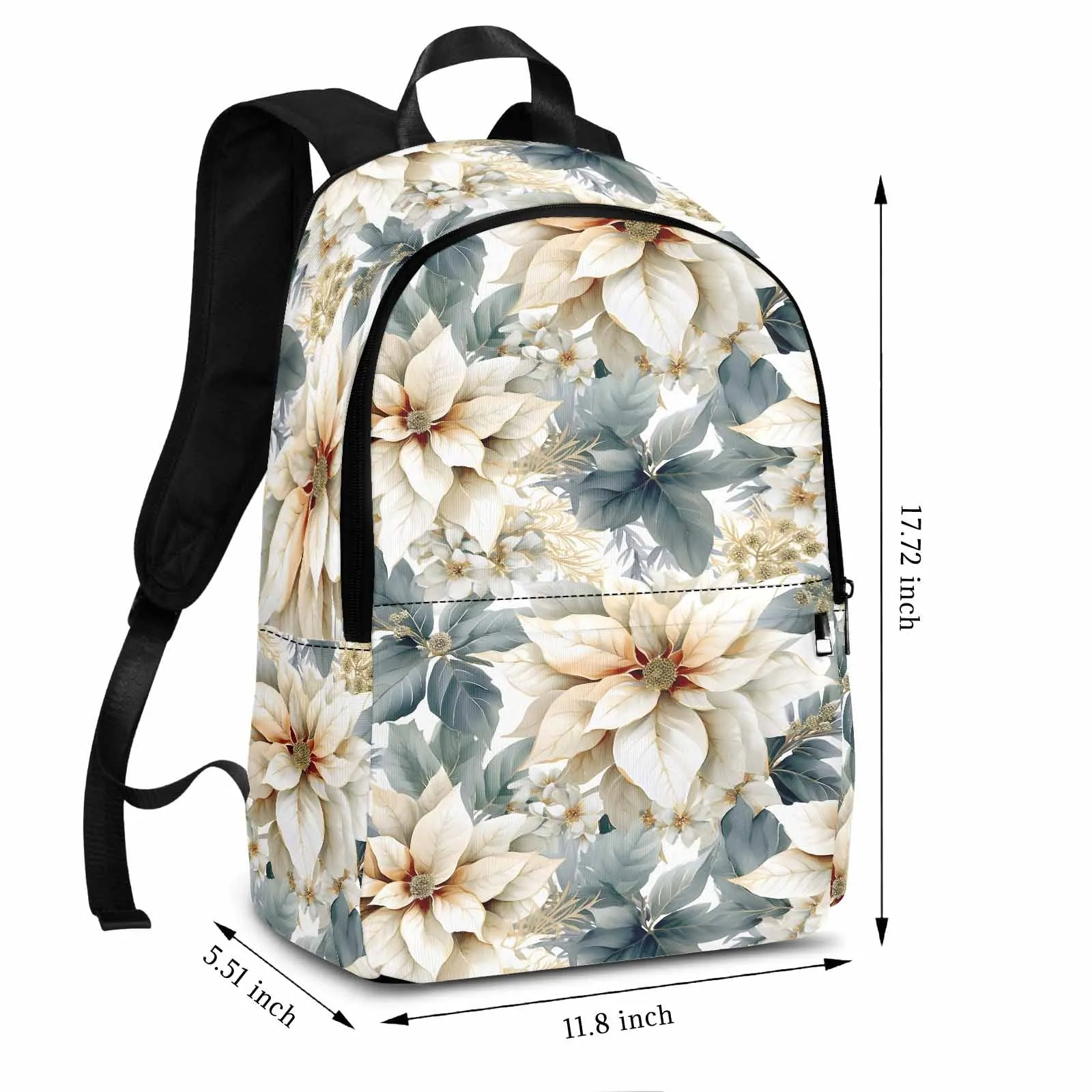 Cream Poinsettia  Adult Casual Backpack