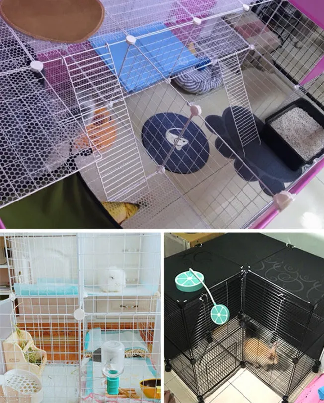 DIY Cage Playpen Fence Small Animal Cage System for Indoor Outdoor (Metal 4cm)