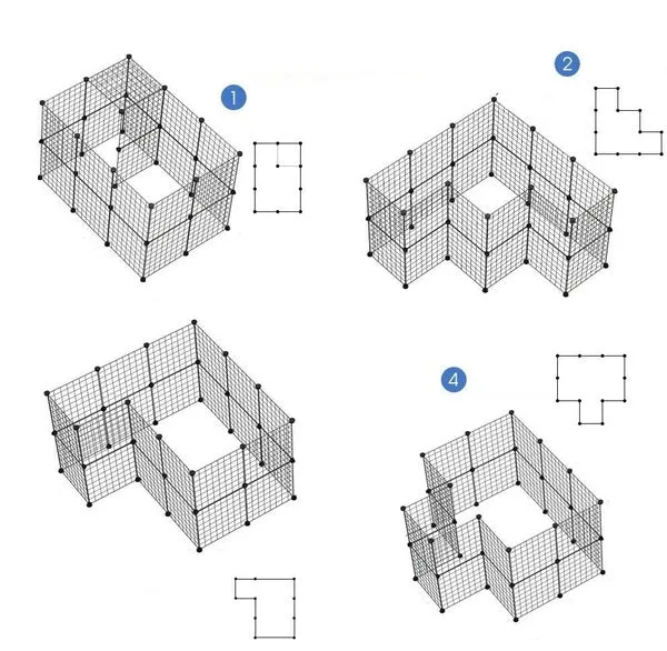 DIY Cage Playpen Fence Small Animal Cage System for Indoor Outdoor (Metal 4cm)