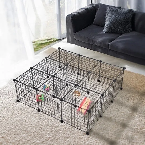 DIY Cage Playpen Fence Small Animal Cage System for Indoor Outdoor (Metal 4cm)