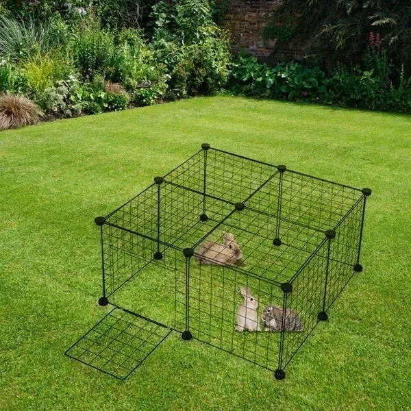 DIY Cage Playpen Fence Small Animal Cage System for Indoor Outdoor (Metal 4cm)