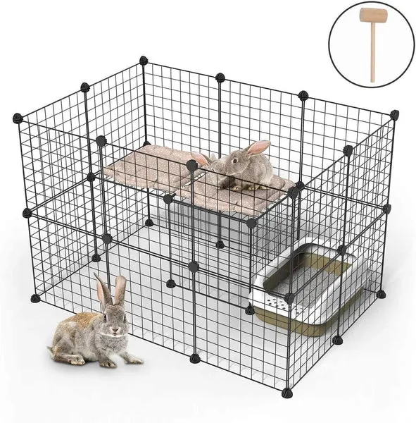 DIY Cage Playpen Fence Small Animal Cage System for Indoor Outdoor (Metal 4cm)