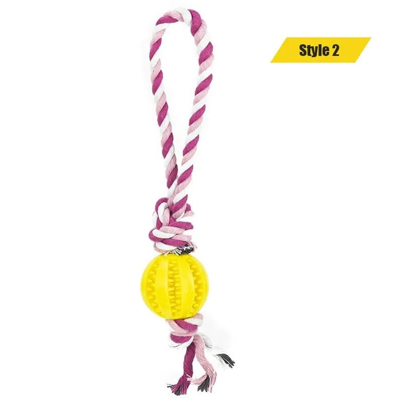 Dog Interactive Hemp Rope Rubber Balls