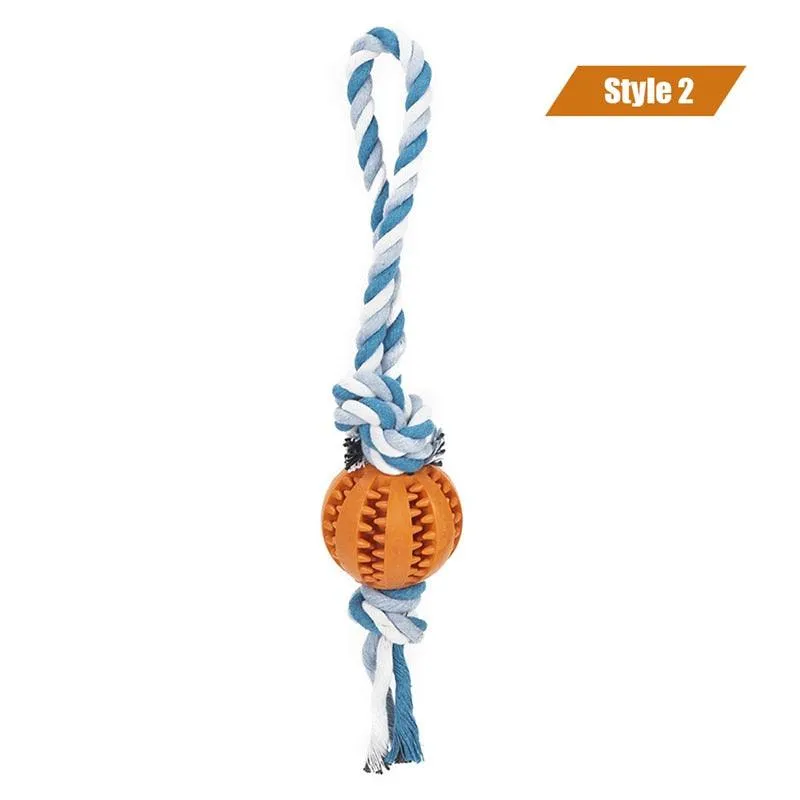 Dog Interactive Hemp Rope Rubber Balls