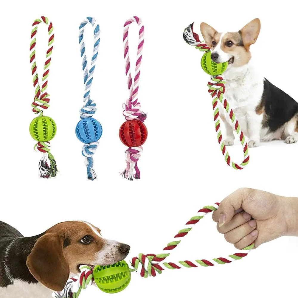 Dog Interactive Hemp Rope Rubber Balls