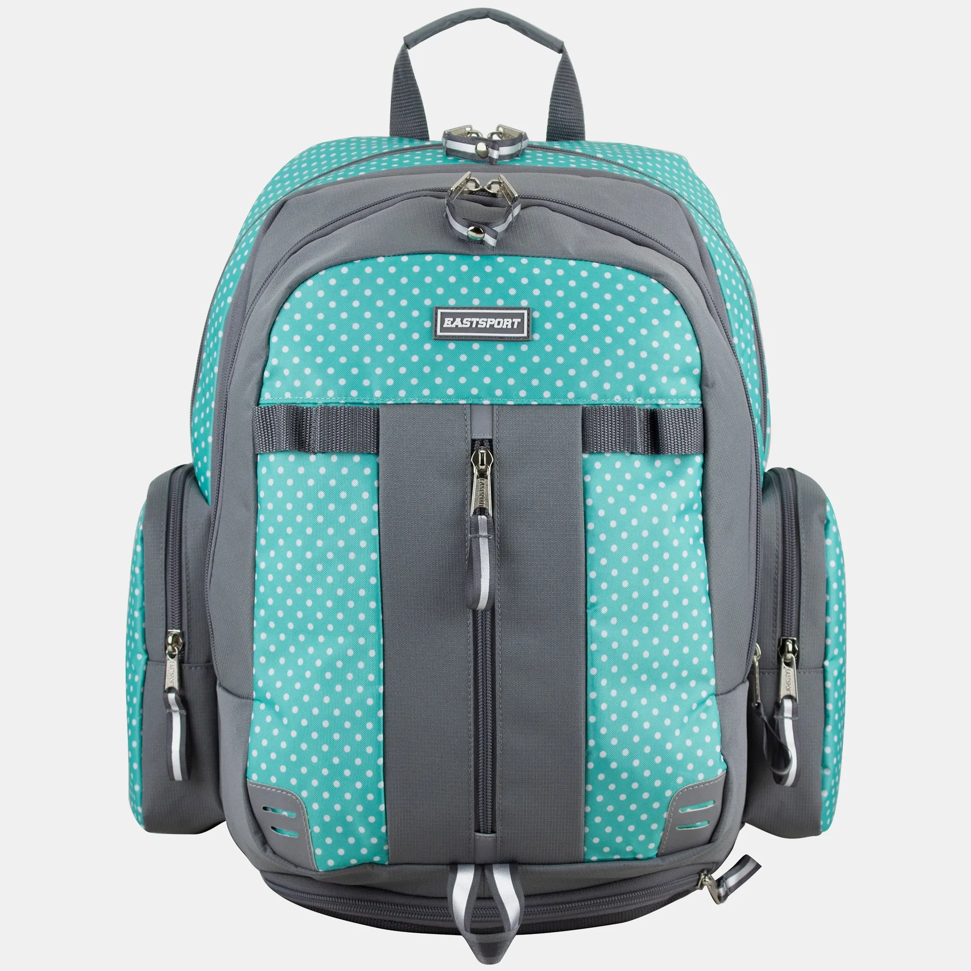 Eastsport Oversized Expandable Backpack with Removable Easy Wash Bag Dots Aqua Grey