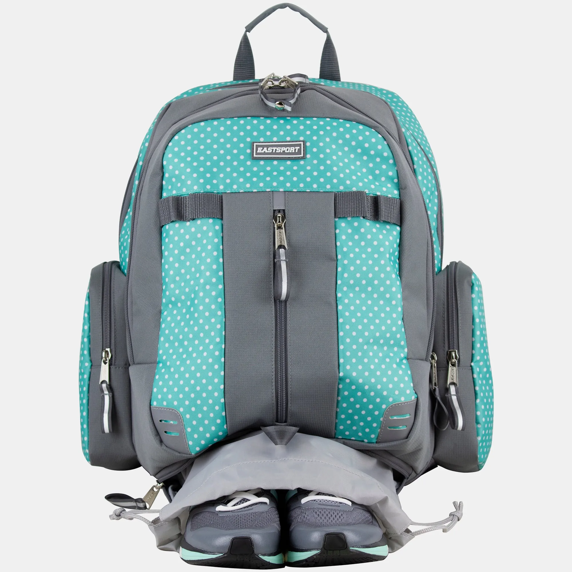 Eastsport Oversized Expandable Backpack with Removable Easy Wash Bag Dots Aqua Grey