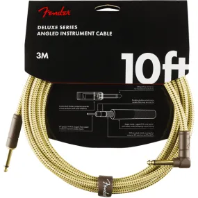 Fender Deluxe Series Tweed Guitar Cable - 10foot (3 meters) - Right Angle