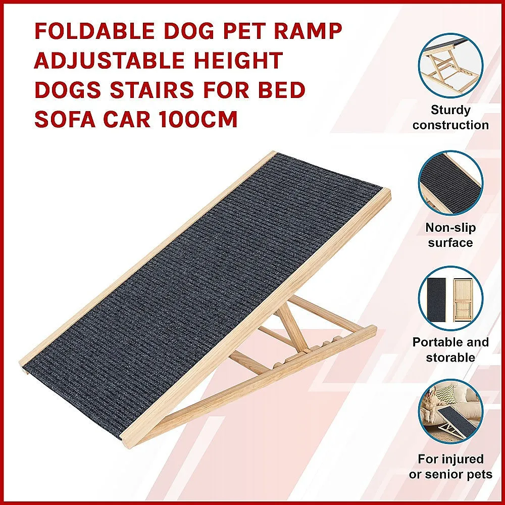 Foldable Non-Slip Dog Ramp, Adjustable Height, 100cm