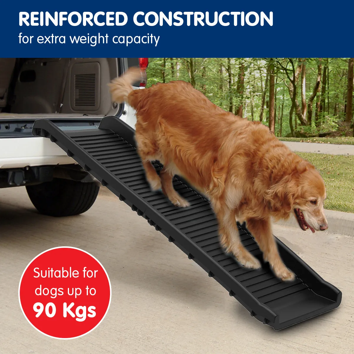 Furtastic Foldable Car Dog Ramp with Stairs (Black)