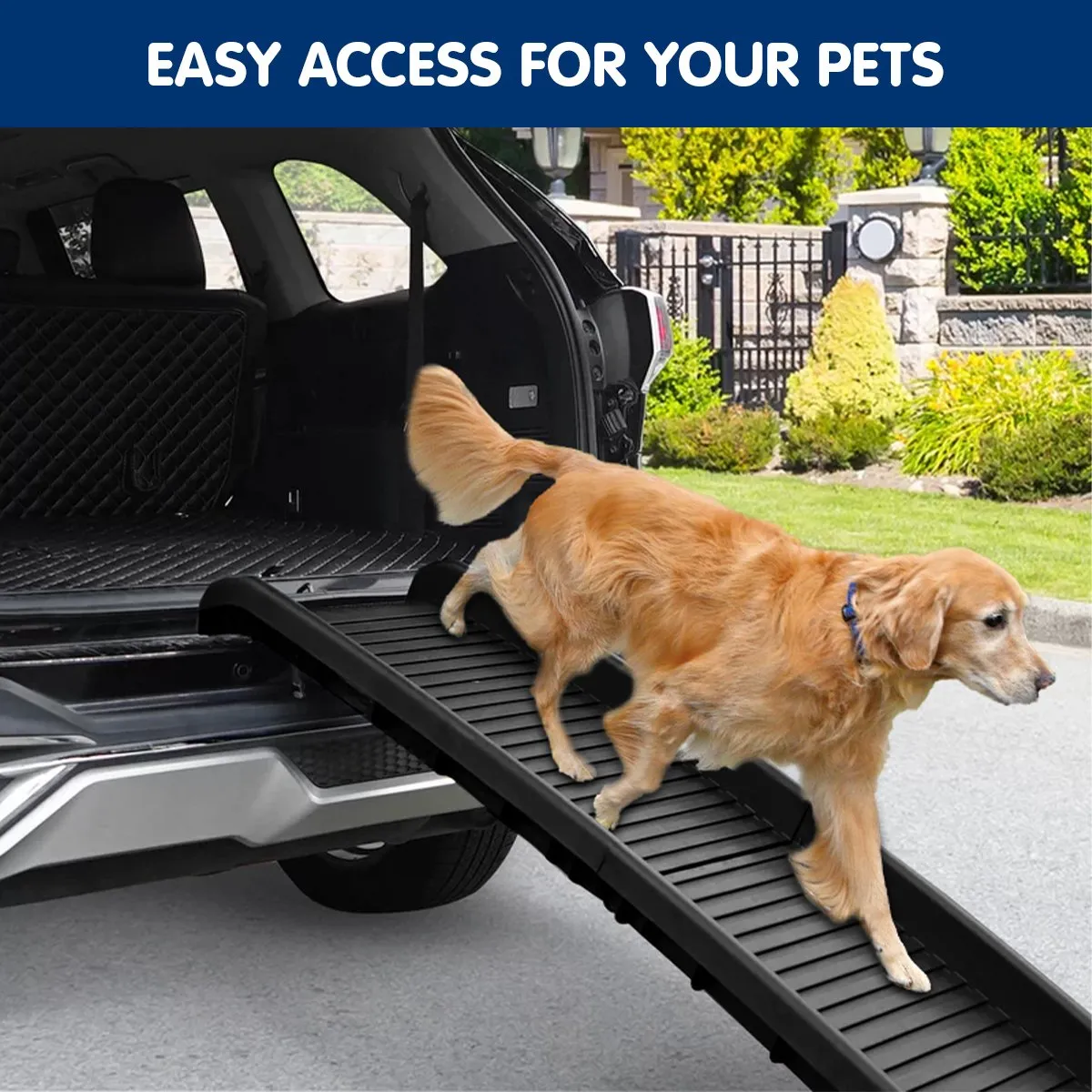 Furtastic Foldable Car Dog Ramp with Stairs (Black)