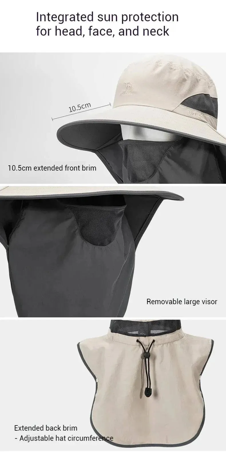 GOLDEN CAMEL Hats UV Protection All-in-One Wraparound Sun Protection Hat, Ideal for Hiking, Travel & Outdoor Adventures