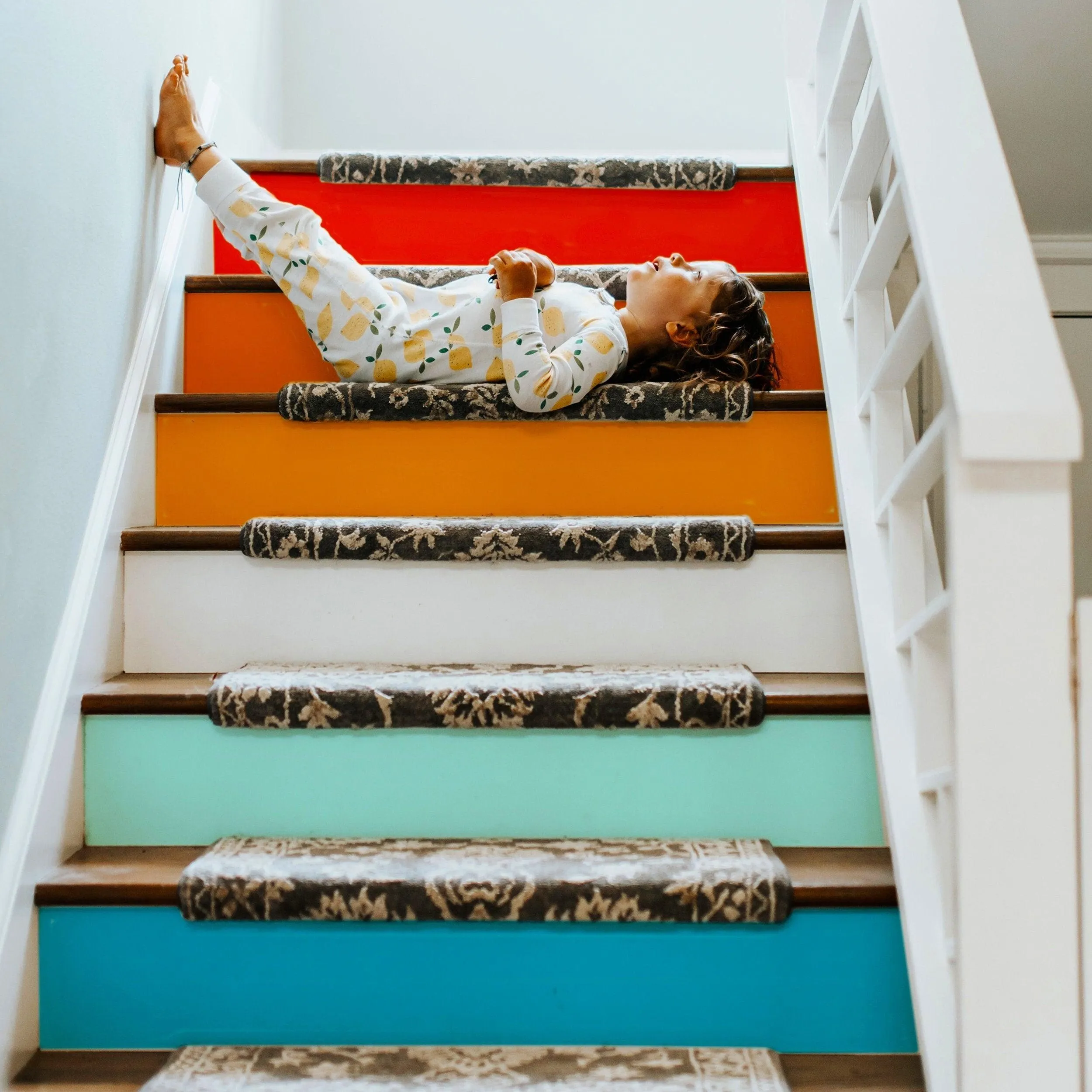 Gradient Color Stair Riser Decals: Vibrant Step Transformation Stickers for Stairs