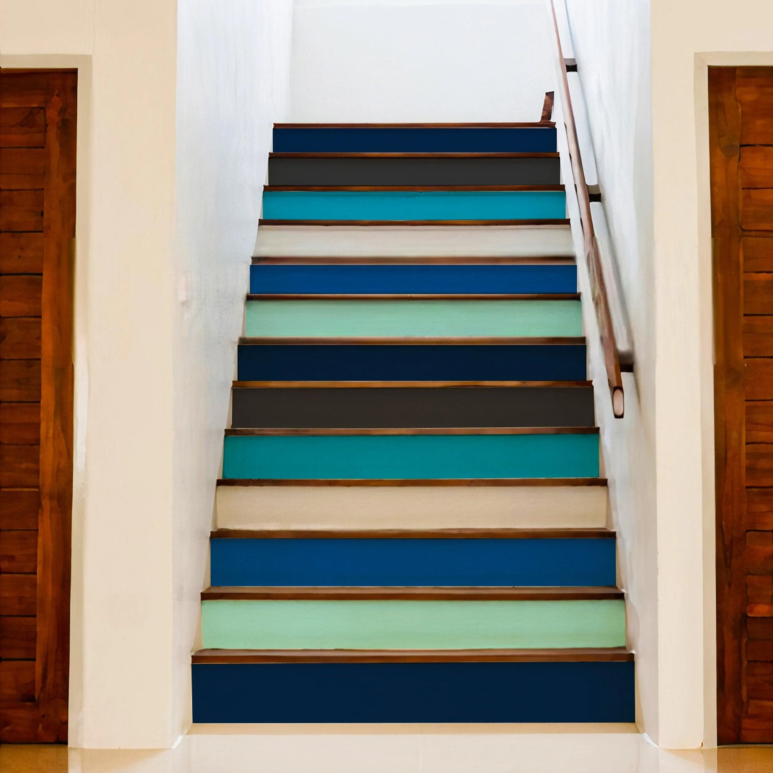 Gradient Color Stair Riser Decals: Vibrant Step Transformation Stickers for Stairs