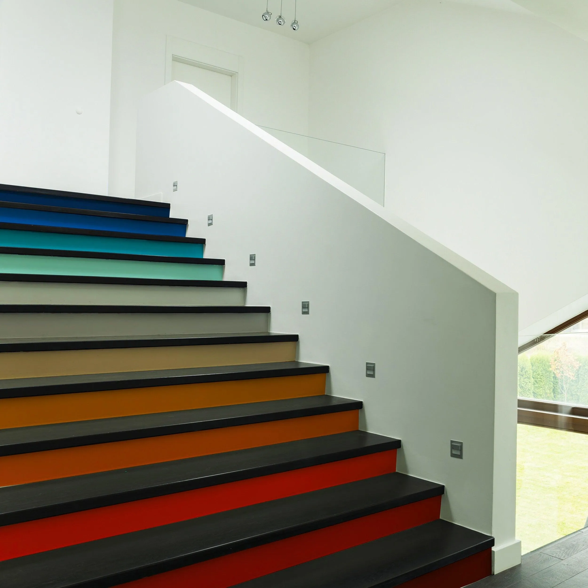 Gradient Color Stair Riser Decals: Vibrant Step Transformation Stickers for Stairs