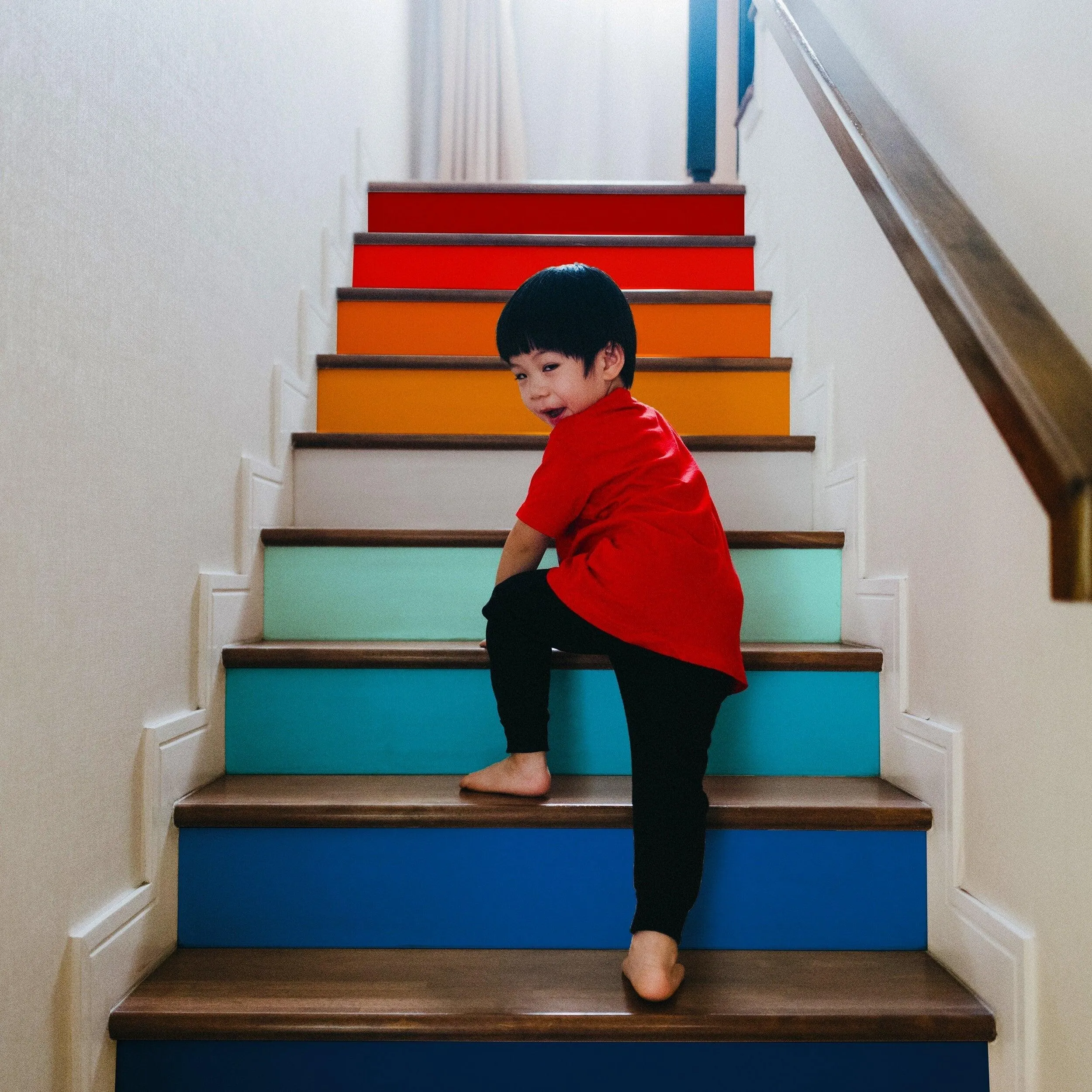 Gradient Color Stair Riser Decals: Vibrant Step Transformation Stickers for Stairs