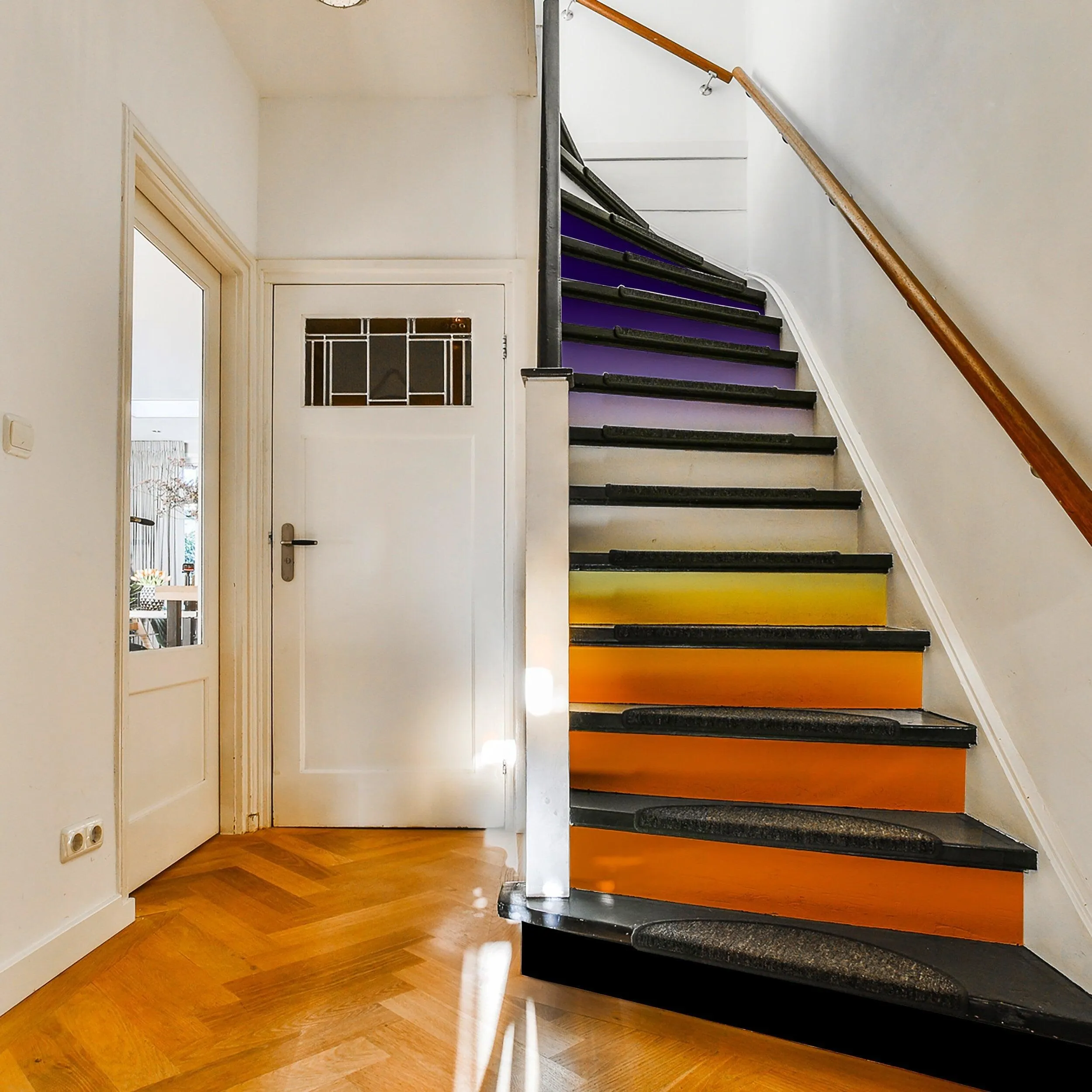 Gradient Color Stair Riser Decals: Vibrant Step Transformation Stickers for Stairs