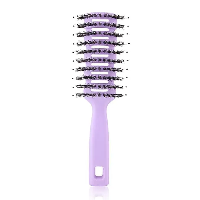 Homestic Hair Brush | Flexible Bristles Brush | Hair Brush with Paddle | Quick Drying Hair Brush | Suitable For All Hair Types | Round Vented Hair Brush | C13-X-PURP | Purple