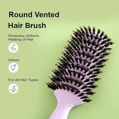 Homestic Hair Brush | Flexible Bristles Brush | Hair Brush with Paddle | Quick Drying Hair Brush | Suitable For All Hair Types | Round Vented Hair Brush | C13-X-PURP | Purple