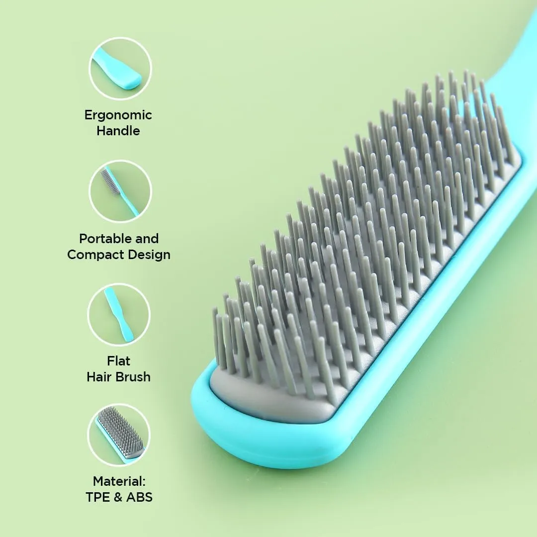 Homestic Hair Brush | Flexible Bristles Brush | Hair Brush with Paddle | Straightens & Detangles Hair Brush | Suitable For All Hair Types | C19-BLE-S | Small | 3 Piece | Blue