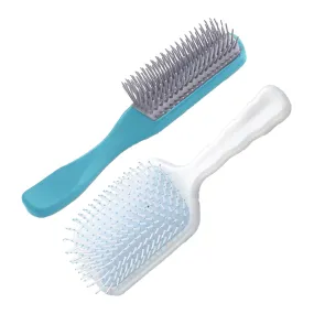 Homestic Hair Brush | Flexible Bristles Brush | Hair Brush with Paddle | Straightens & Detangles Hair Brush | Suitable For All Hair Types | Hair Brush Styling Hair | Set of 2 | Blue & Blue