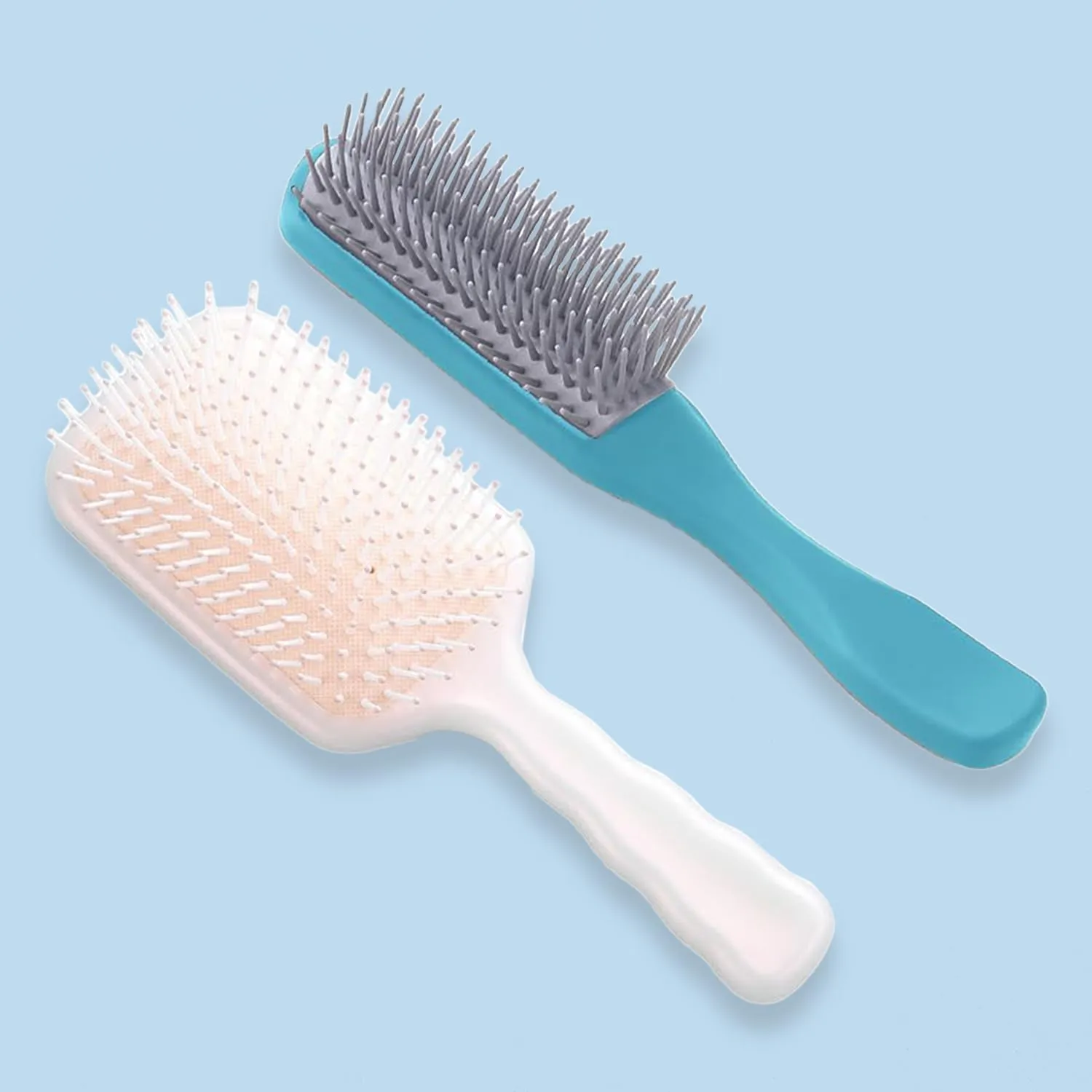 Homestic Hair Brush | Flexible Bristles Brush | Hair Brush with Paddle | Straightens & Detangles Hair Brush | Suitable For All Hair Types | Hair Brush Styling Hair | Set of 2 | Pink & Blue