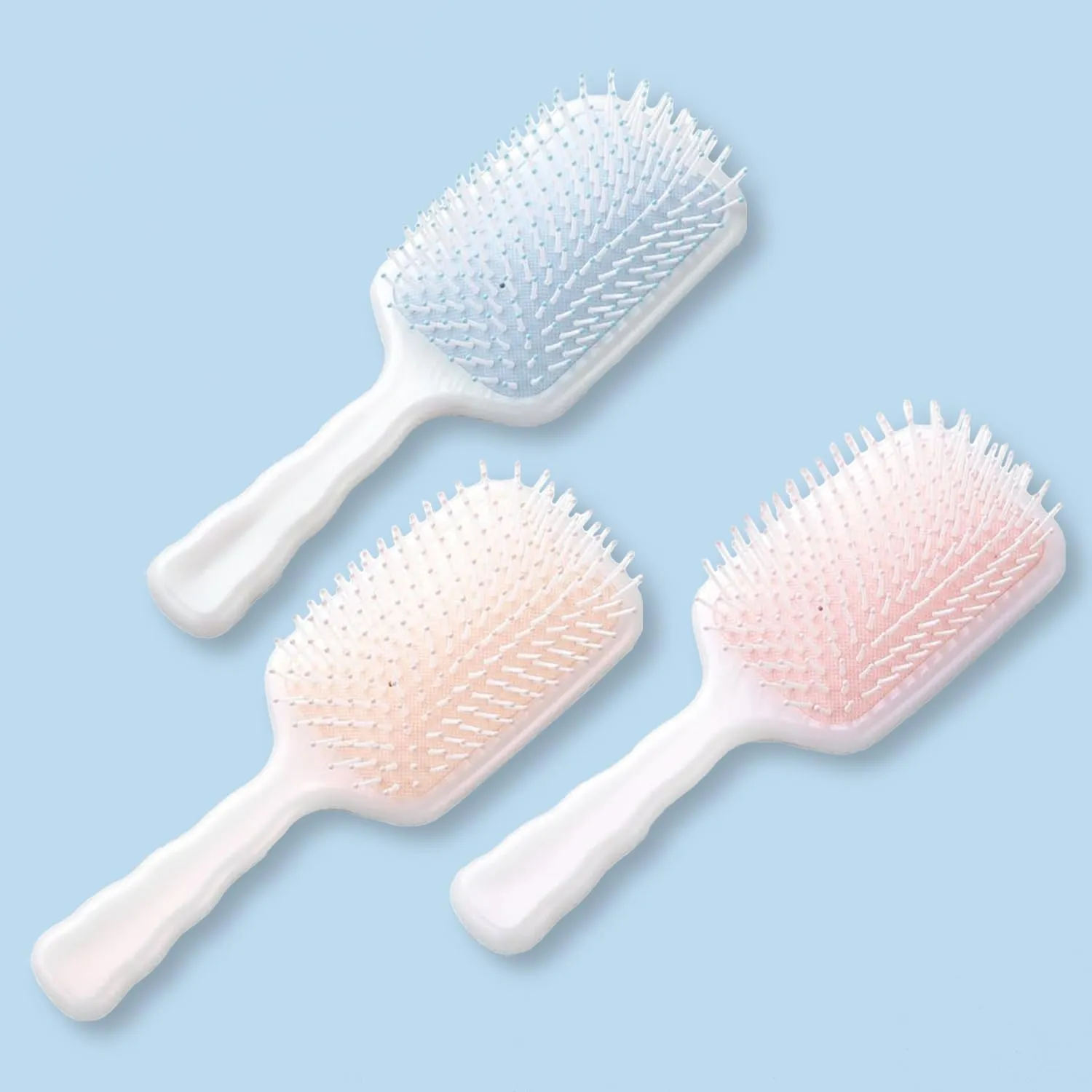 Homestic Hair Brush | Flexible Bristles Brush | Hair Brush with Paddle | Straightens & Detangles Hair Brush | Suitable For All Hair Types | Hair Brush Styling Hair | Set of 3 | Multi