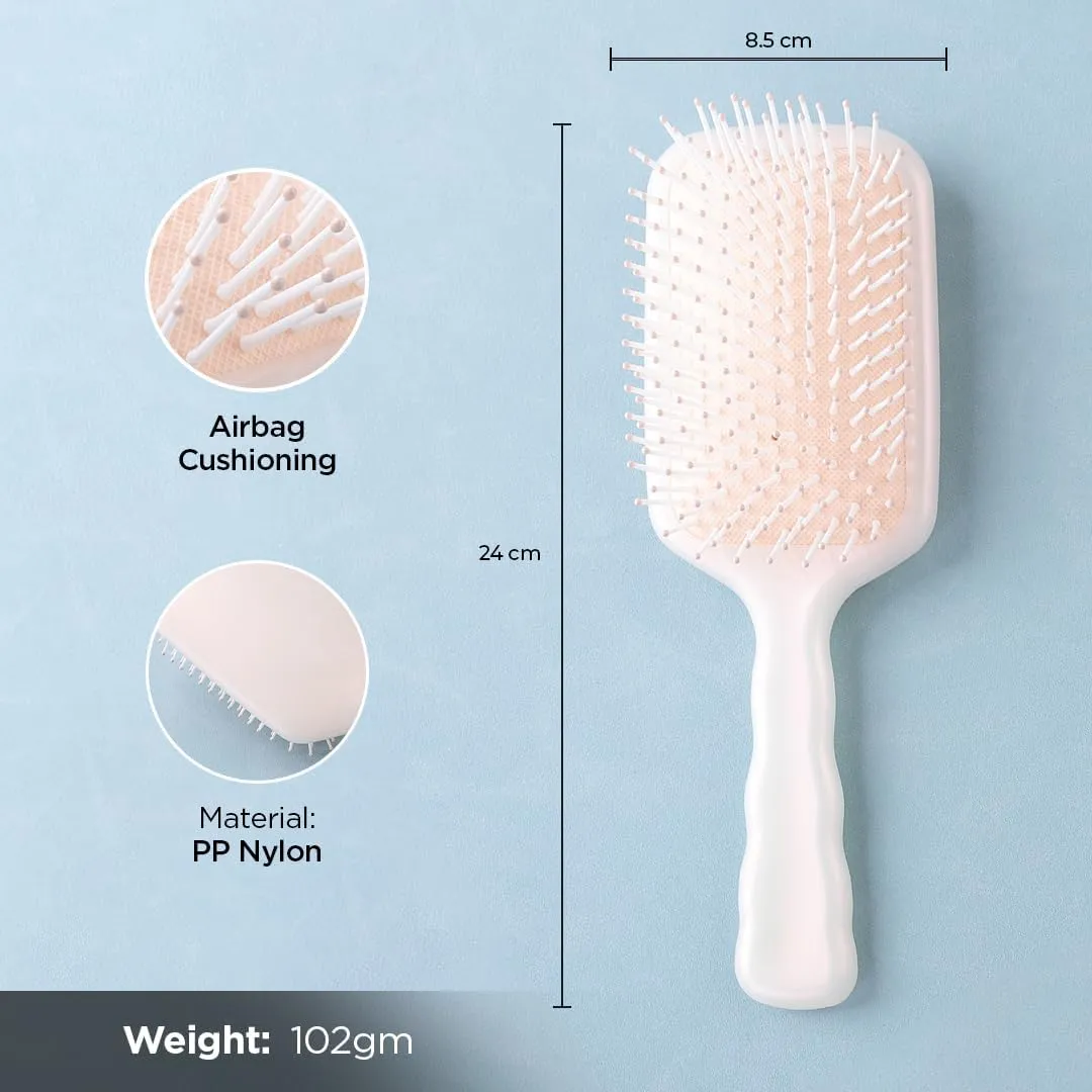 Homestic Hair Brush | Flexible Bristles Brush | Hair Brush with Paddle | Straightens & Detangles Hair Brush | Suitable For All Hair Types | Hair Brush Styling Hair | Set of 3 | Multi