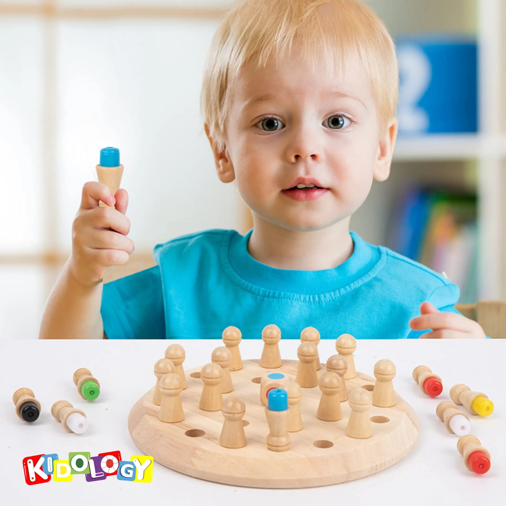 Kidology Children Learning and Educational Geometric Shape Puzzle Quick Matching Board Game, Color Shape Matching Board Game Sensory Educational Learning Toy for Kids (Chess)