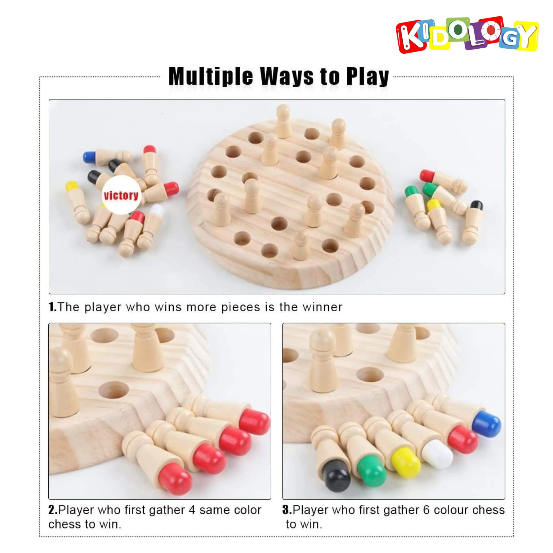 Kidology Children Learning and Educational Geometric Shape Puzzle Quick Matching Board Game, Color Shape Matching Board Game Sensory Educational Learning Toy for Kids (Chess)