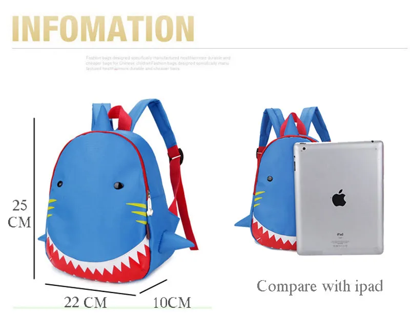 Kids Animal Cute Backpacks Boys and Girls Toddler Shark Cartoon Kindergarten  Backpacks