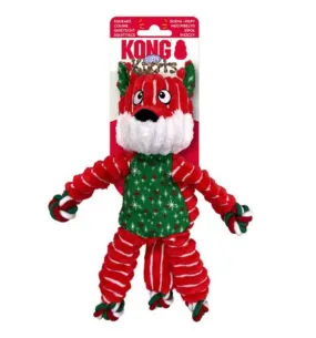 KONG Christmas Holiday Floppy Knots Reindeer Plush Dog Toy - Fox Sm/Md