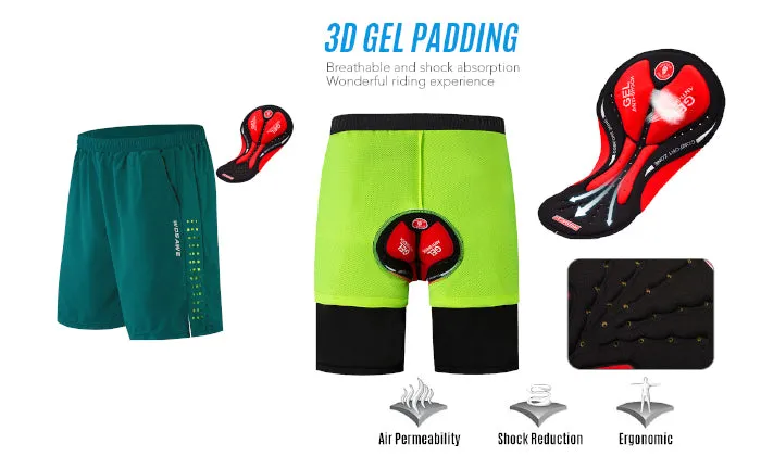 Men Bike Shorts with 3D Gel Padding and Mesh Lining