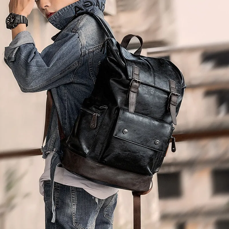 Men Pu Leather Backpack