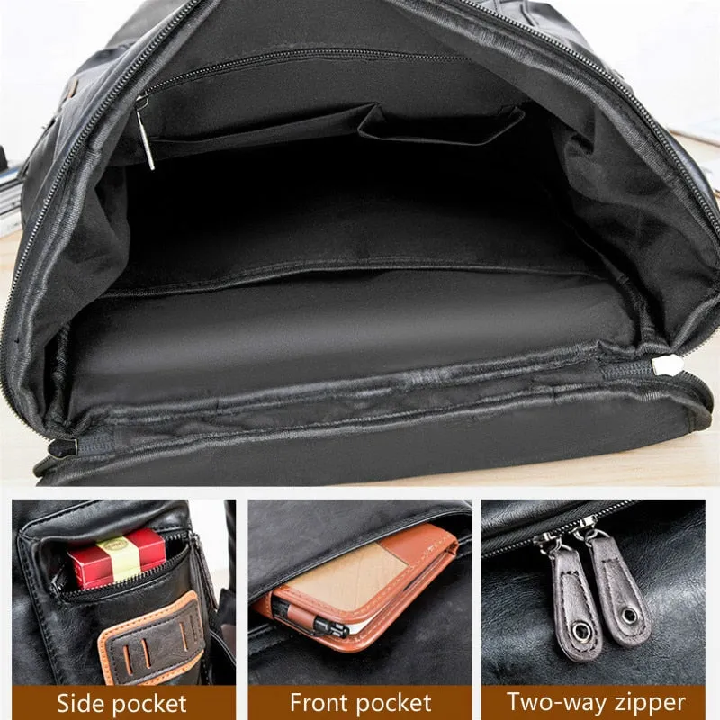 Men Pu Leather Backpack