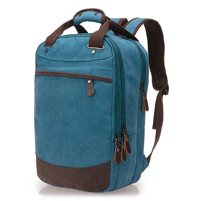 Men's Canvas Backpack - Blue,Sky Blue,Coffee,Khaki